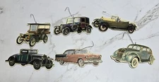 Rare 1987 Antique Cars Cardboard Ornaments Merrimack Publishing Corp Lot of 6 