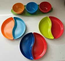 Set of 7 Snack Trays for Party Appetizers Chips and Dip - Plastic