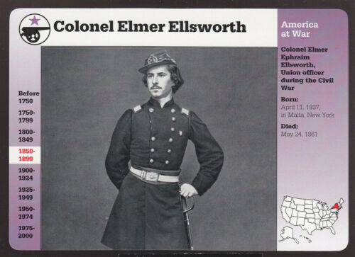 OBERST ELMER ELLSWORTH Union Bürgerkrieg 1996 GRILLIER GESCHICHTE AMERIKAS KARTE - Bild 1 von 1