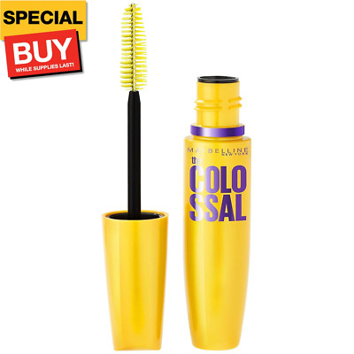 Volum' Express Colossal Washable Mascara Makeup, Volumizing, Glam Black, 1 Count