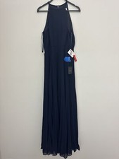 New IEENA By Mac Duggal Navy Sleeveless Pleated Evening Gown Dress 12496 Size 6