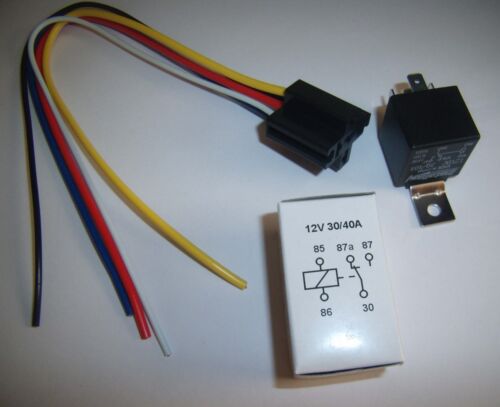 (1) 12V DC SPDT 30/40A Relay & Socket Harness 5 Wire 16-14 GA Gauge Plug End - Picture 1 of 4