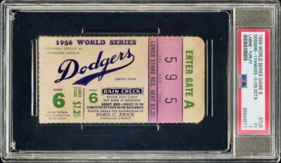 1956 WORLD SERIES GAME 6 JACKIE ROBINSON FINAL HIT TICKET