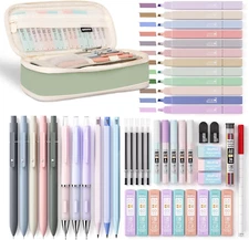 50 PCS Aesthetic School Supplies Set with Pens, Highlighters & Pencils