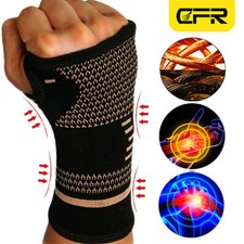 Copper Wrist Support Brace Compression Sleeve Arthritis Carpal Tunnel Hand B