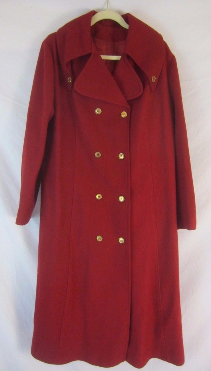 Red Lined Wool Heavy Winter Coat Women's M/L Made in USA Union Made  F17