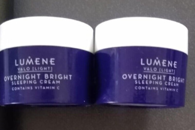 Pack 2 Lumene Valo OVERNIGHT BRIGHT Sleeping Cream 0.5 oz  with Vitamin C Vit.