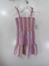 New Extremely Me Smocked Dress Size 4 Girls Purple Yellow Striped