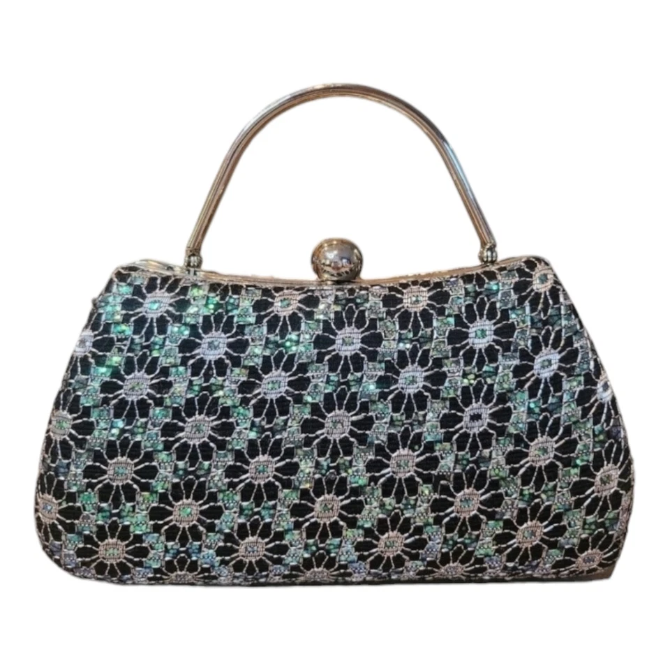 Sasha Glitzy Embroidered & Beaded Evening Hard Shell Handbag - Image 2 of 4