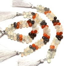 Natural Gem Multi color Moonstone Faceted 9x7MM Size Teardrop Shape Beads 6"