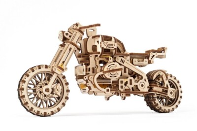 UGEARS - Scrambler UGR-10 Motor Bike with Sidecar - 3-D Wooden - Mechanical Kit
