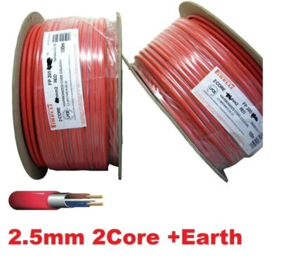 2.5mm Red 2 Core + Earth FP200 Fire Alarm & Em Lighting Fireproof Cable Per M