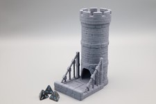 Stronghold Castle Dice Tower, DnD / RPG Game Accessory Grey 3D printed, StageTop