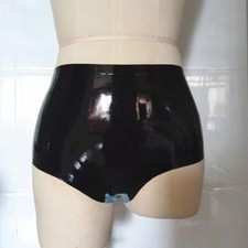 Women's Latex Gummi Color block Briefs Rubber Underwear Shorts BDSM Role Play UK