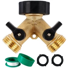 Garden Hose Splitter 2 Way, Heavy Duty Brass Connector Tap Splitter, Y Splitter