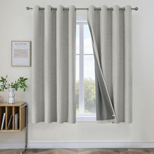Blackout Curtains 63 Inch Length, Living Room Curtain 2 Panels Set, Grommets Roo