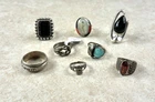 Lot Of 8 Vintage Sterling Silver Rings Sizes 3-9 Weight 44g