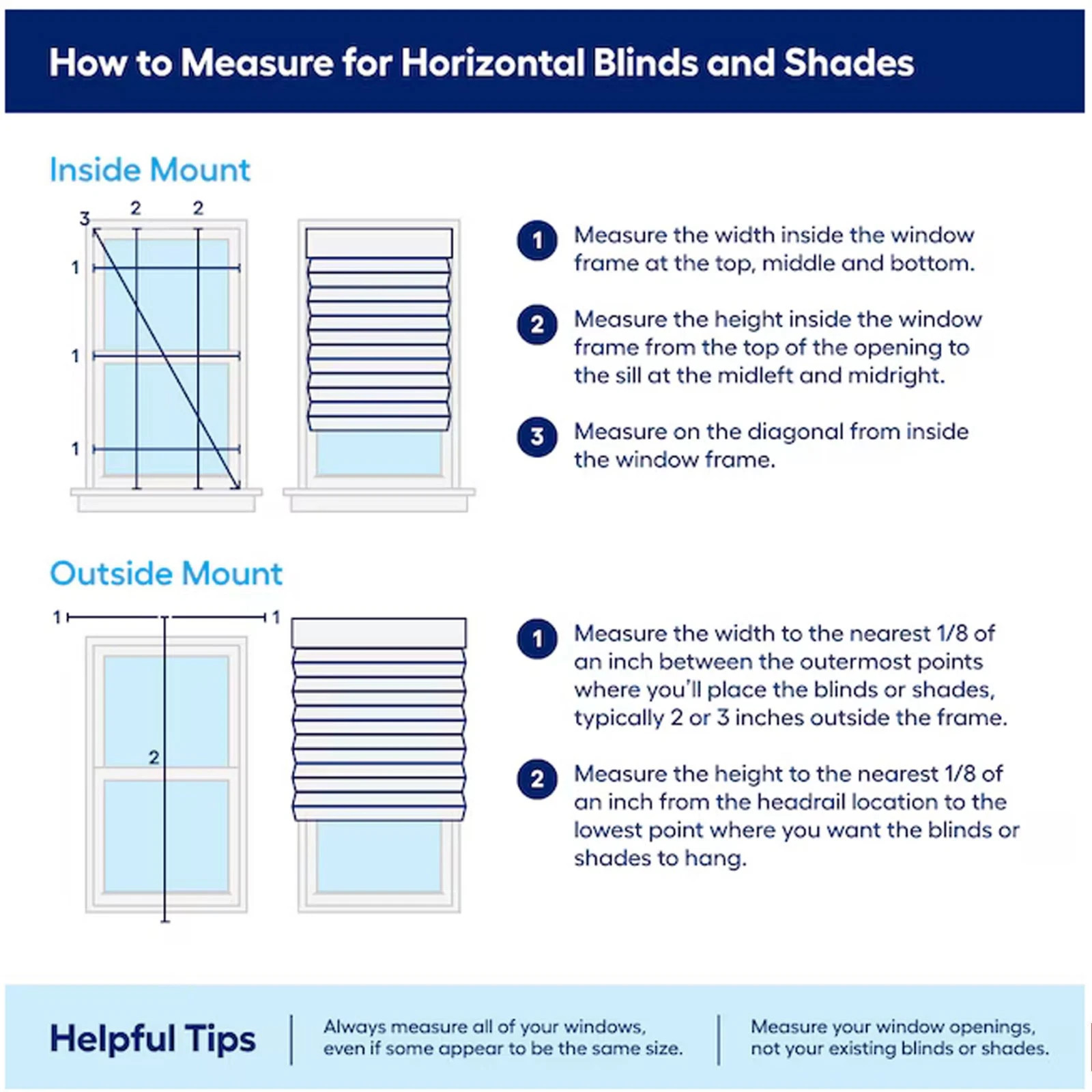 Window Shades - Cordless Mini Blinds Ajustabel to 64" Long - 23" Wide - 43 Inch