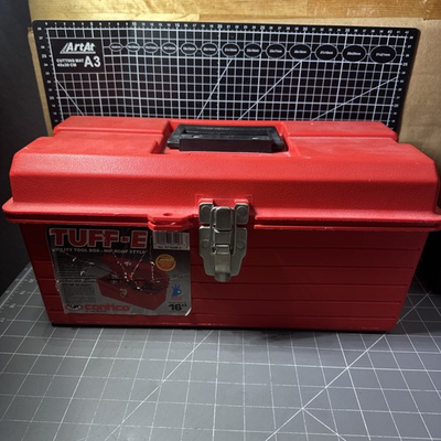 #ad #ad Vintage Contico Tuff Box Red Plastic Tool Box Made in USA 16quot;x8quot;x8quot; $54.98
