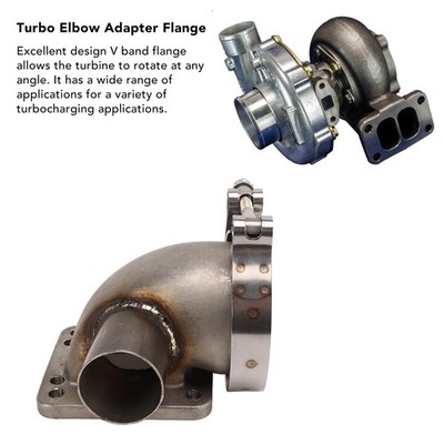 3in V Band Turbo Elbow Adapter 90° Flange Tube Kit With Flange Clamp For T3 SET