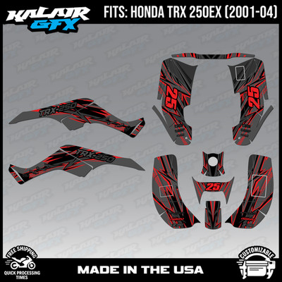 Graphics Kit for ATV Honda TRX 250EX (2001-2004) Shred Series - RED-SHIFT