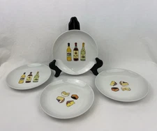 Boston Warehouse Gourmet Wine And Cheese 6 1/2” Appetizer Plates Set of 4