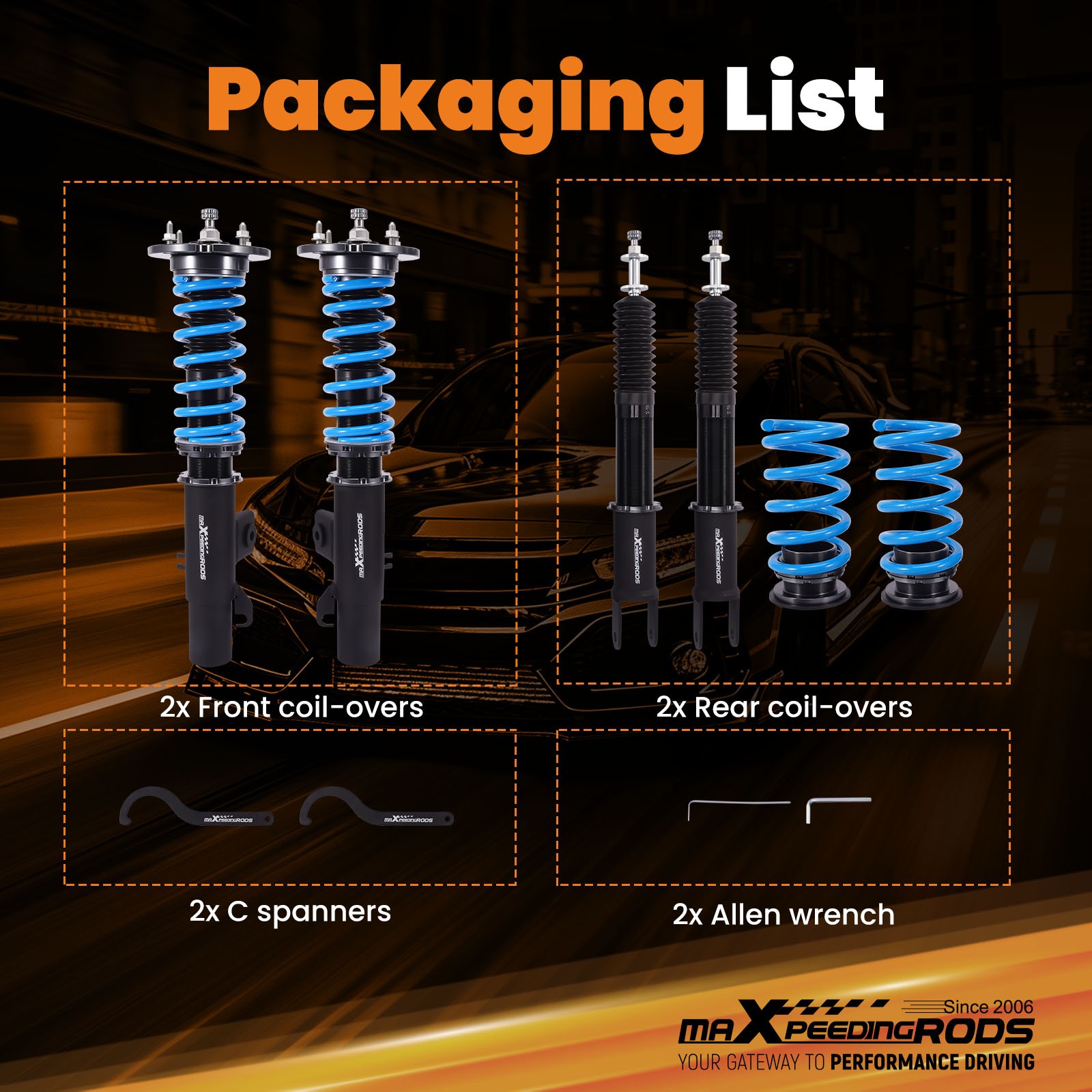 24 Level Damper Coilovers Shocks Struts Kit For Ford Flex 2009-2012