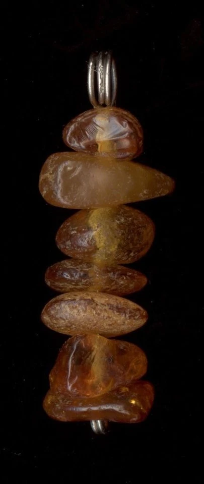 Colgante ámbar báltico naranja astillado natural oro blanco macizo 14K 1,01 gramos 32 mm #nk Foto 3 de 3