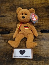Ty Germania Beanie Baby Bear Retired with Tag Soft Plush Teddy Toy Collectible