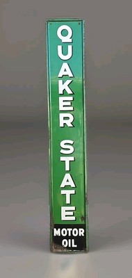 Vintage Original 6' Quaker State Motor Oil Embossed Vertical