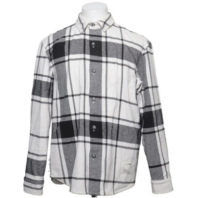 Pull & Bear, Flanellhemd, Größe: M, Weiß/Schwarz, Baumwolle/Polyester, Karo #Q3C