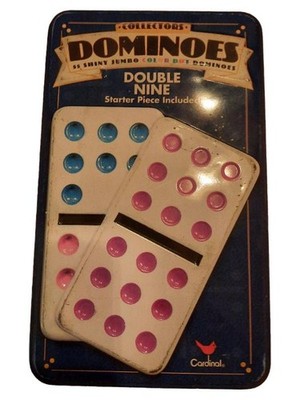 Cardinal Collectors Dominoes Double Nine Jumbo Farbpunkte 55 Steine Blechdose