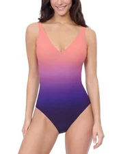 Profile by Gottex Splendor Ombre V Neck One Piece Swimsuit MSRP $148
