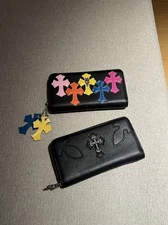 Chrome Hearts Multicolor Patch Leather Wallet Black W/ Silver Hardware ZIP