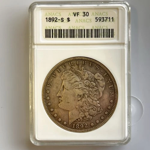 1892 S Morgan Silver Dollar ANACS VF-30
