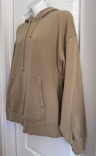Aritzia TNA Cozy AF Fleece Hoodie Womens Medium Taupe Brown 2
