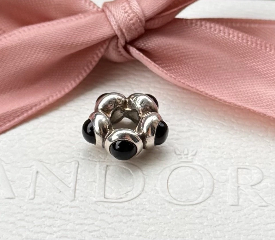 Original Pandora Charm, Spacer, Träne „Onyx“ 925 silber #790538O - Bild 2 von 4