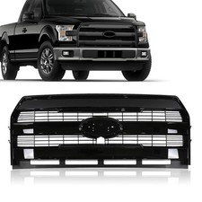 For 2015-2017 Ford F150 F-150 Front Grille Assembly Gloss Black W Camera Hole