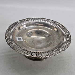 Footed Metal Silver Tone Bowl or Dish Floral Engraved Design 25 cm Diameter
