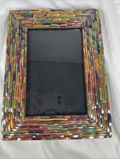 Multi-Color Glass Mosaic 6 8 Picture Frame Holds 4x6 Photo Boho Style