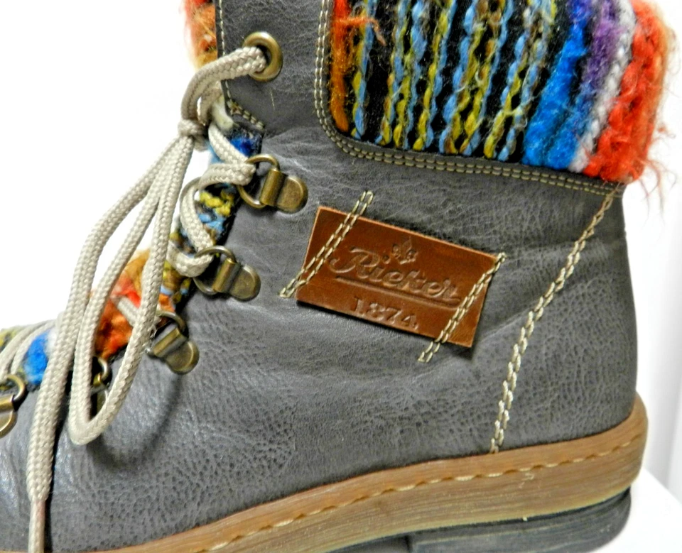 Rieker Felicitas Cuero Hilado Ribete Botines Cremallera Cómodo Forrado Talla 38 7 Foto 4 de 4