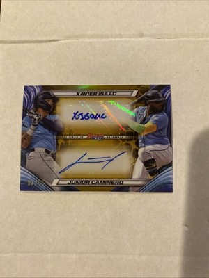 2024 Bowman's Best Junior Caminero Xavier Isaac Gold Refractor RC Auto #d 2/50