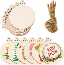100pcs Wooden Ornaments for Crafts, 3.5inch DIY Christmas Ornaments to Paint, Un
