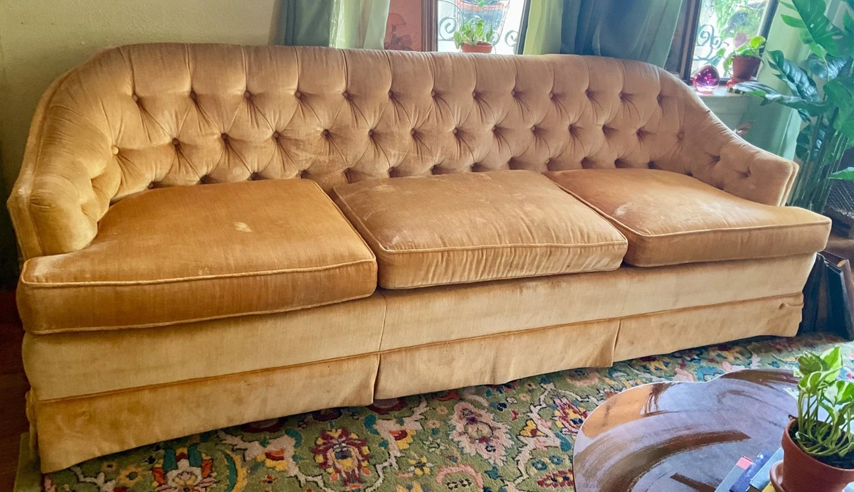 Yellow Original Post - 1950 Time Period Manufactured Antique Sofas