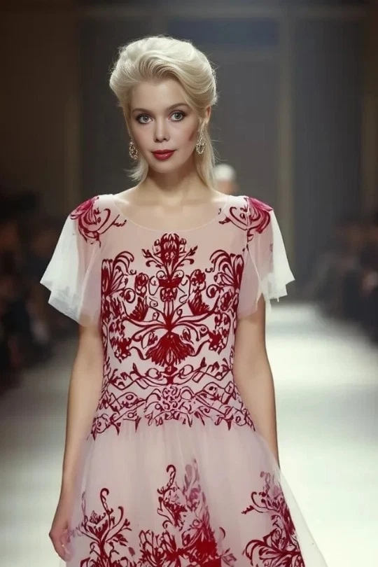 РЕДКАЯ неношеная 2015 коллекции Marchesa Notte знаковый красный кружева вышитое платье ~ Sz 4 - Изображение 3 из 4