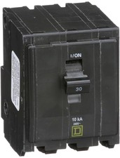Square D QO 30A 3-Pole Circuit Breaker 240V AC Overload Protection