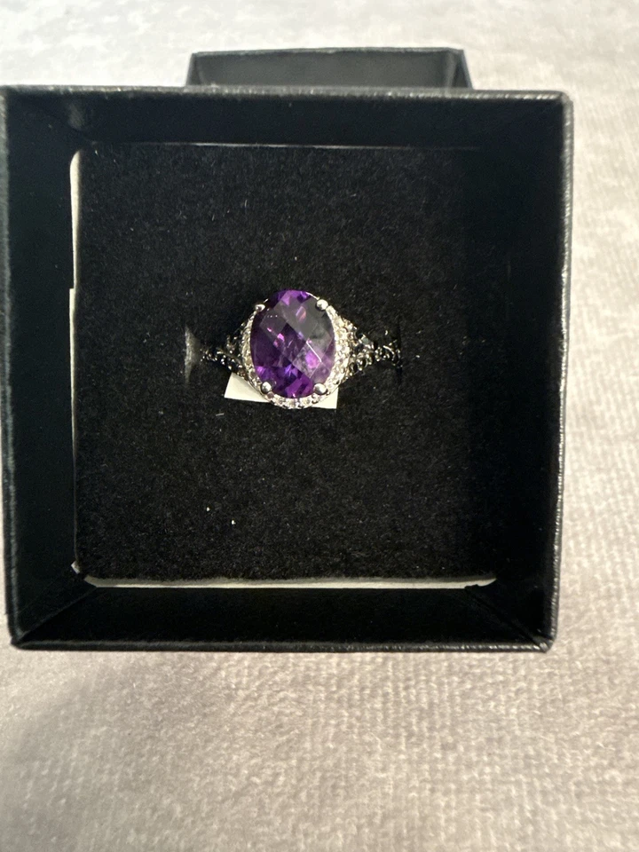 Gorgeous Womens 1.80 CTW Amethyst Spinel and Topaz Size 7 Designer Ring - Image 2 of 3