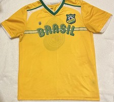 Vintage 80s Brazil Soccer Jersey Junior 6 Brasil Futbol Yellow Shirt Mens Small