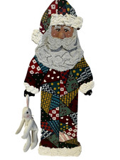 SANTA CLAUS DECOR Wooden Hand Painted 16.5" Tall