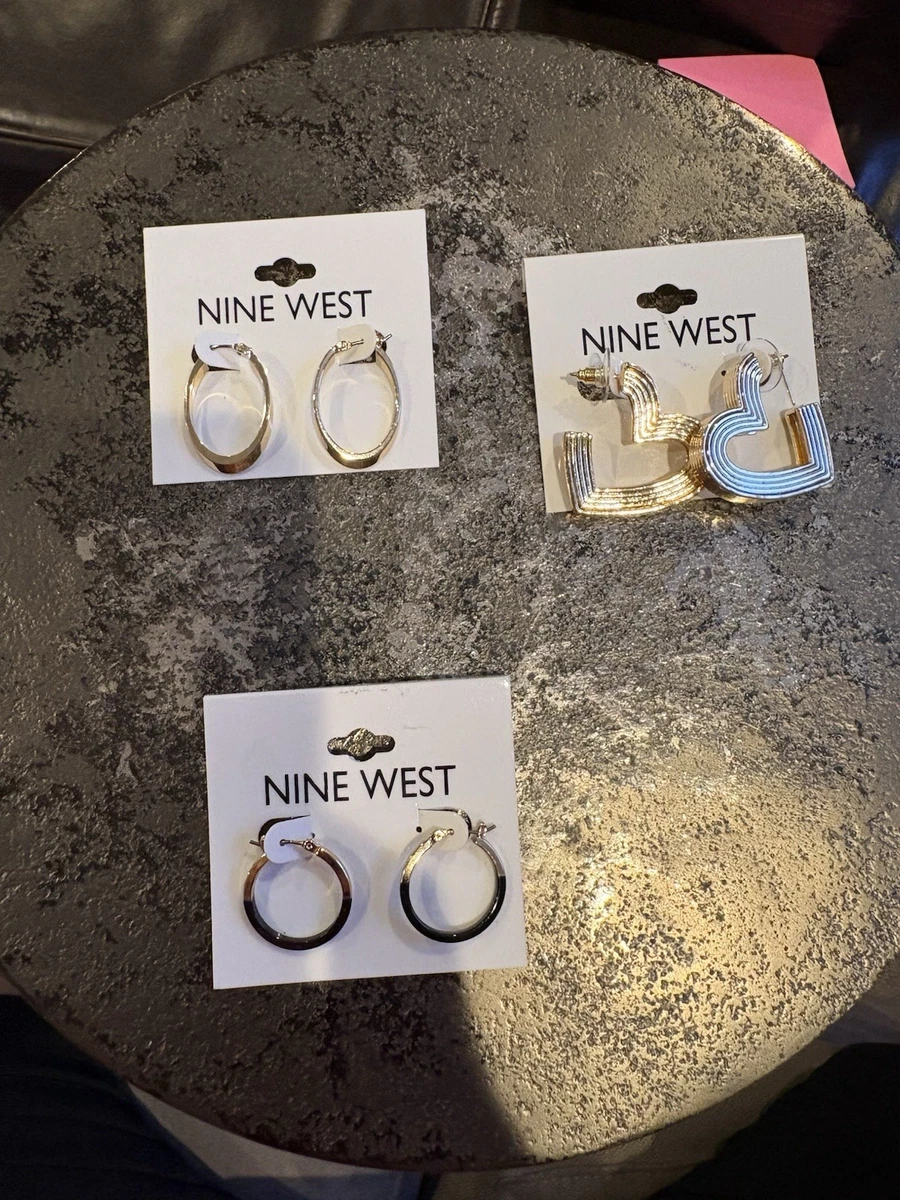 Nine West Women's Silver Round Tube Hoop Earrings, Size: 0